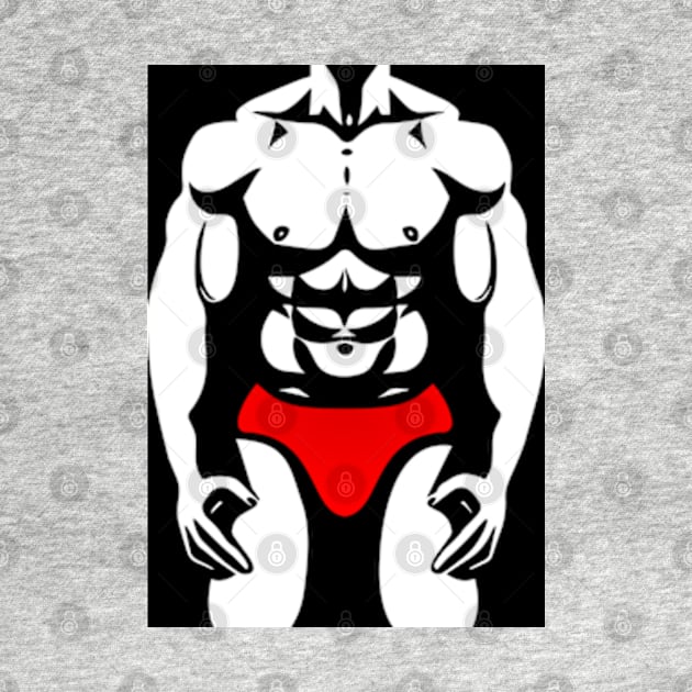 Muscle Man Physique Red Speedo by ArtFactoryAI